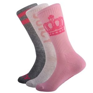 3 pair Juicy Couture Cushioned Crew socks PINK
